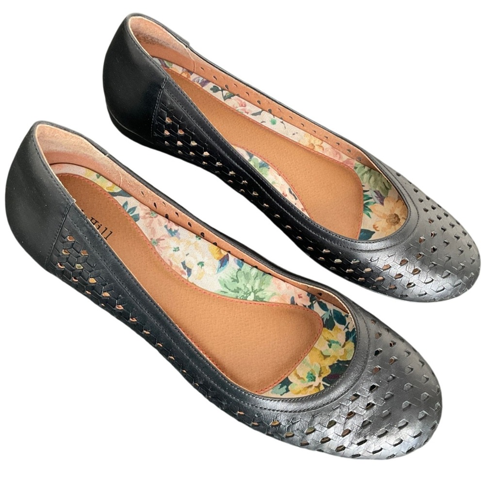 Cobb Hill Black Leather Perforated Ballet Flats CH9844 Size 8.5 M